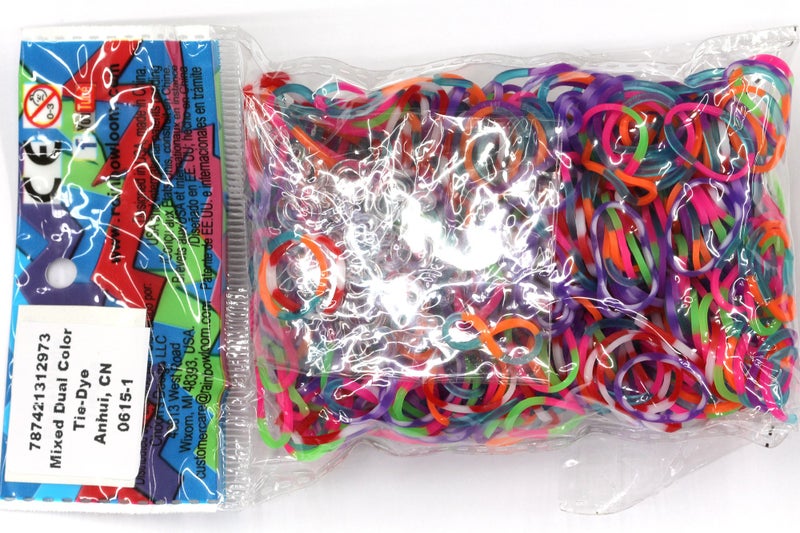 Rainbow Loom Specialty Tie-Dye Mixed Dual Color Latex-Free Refill Bands, 600 Count Plus 24 C-Clips - Image 2